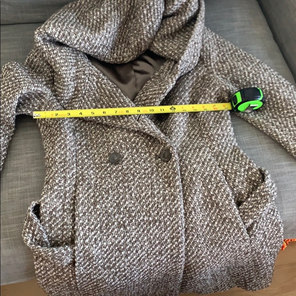Calvin Klein city tweed belted coat with hood - Picture 7 of 8